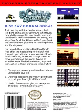 Bonk's Adventure (USA) box cover back